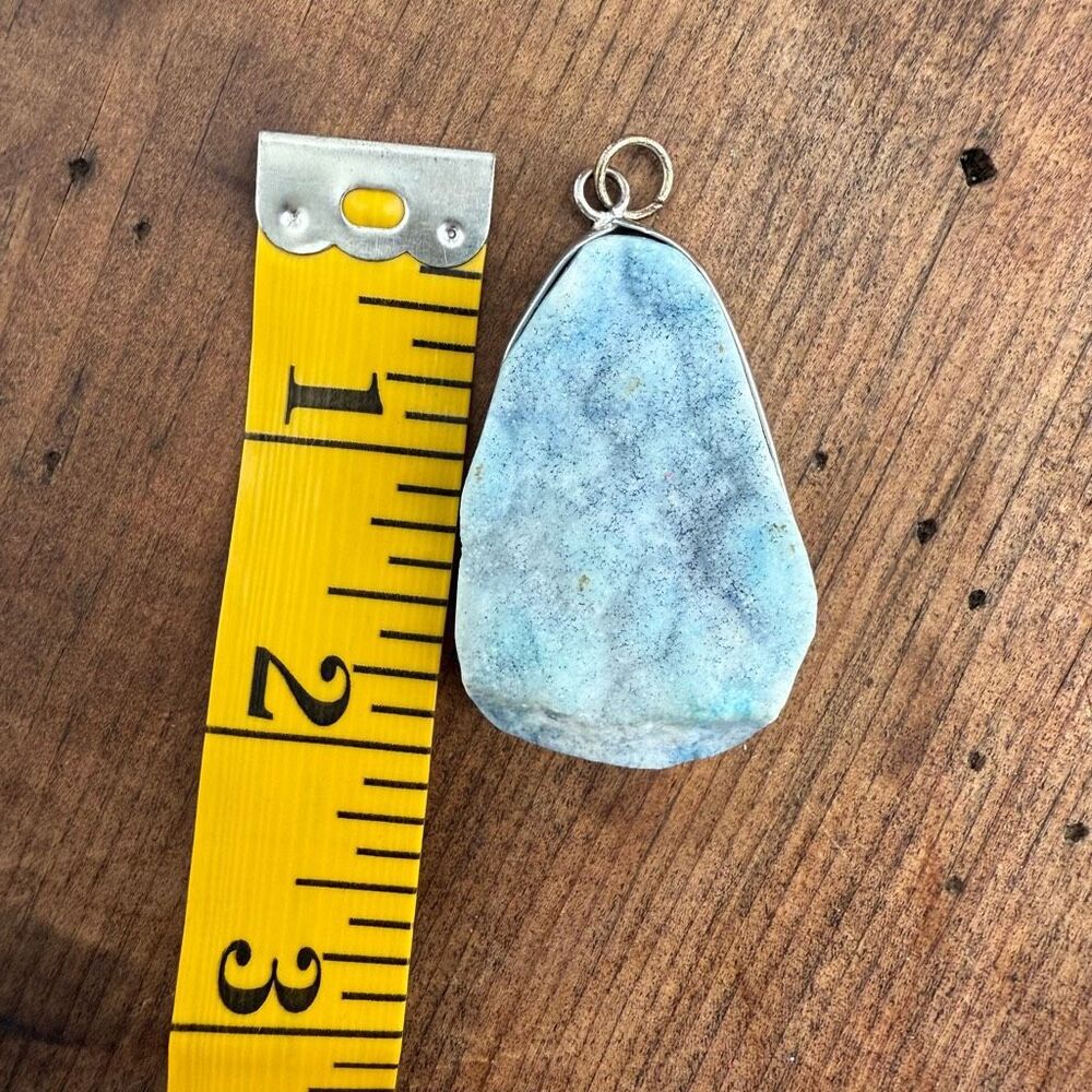 Large Raw Blue Larimar Necklace Pendant - Picture 7 of 10